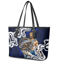 Uranus The Primal Sky Greek God Leather Tote Bag Vintage Celestial Armillary Sphere Cosmos Mythology