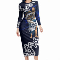 Uranus The Primal Sky Greek God Long Sleeve Bodycon Dress Vintage Celestial Armillary Sphere Cosmos Mythology