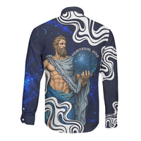 Uranus The Primal Sky Greek God Long Sleeve Button Shirt Vintage Celestial Armillary Sphere Cosmos Mythology