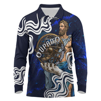 Uranus The Primal Sky Greek God Long Sleeve Polo Shirt Vintage Celestial Armillary Sphere Cosmos Mythology