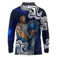 Uranus The Primal Sky Greek God Long Sleeve Polo Shirt Vintage Celestial Armillary Sphere Cosmos Mythology