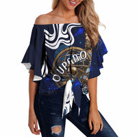 Uranus The Primal Sky Greek God Off Shoulder Wrap Waist Top Vintage Celestial Armillary Sphere Cosmos Mythology