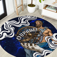 Uranus The Primal Sky Greek God Round Carpet Vintage Celestial Armillary Sphere Cosmos Mythology