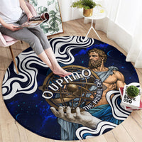 Uranus The Primal Sky Greek God Round Carpet Vintage Celestial Armillary Sphere Cosmos Mythology