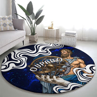 Uranus The Primal Sky Greek God Round Carpet Vintage Celestial Armillary Sphere Cosmos Mythology