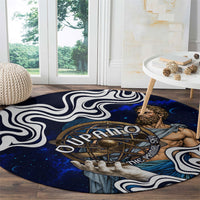 Uranus The Primal Sky Greek God Round Carpet Vintage Celestial Armillary Sphere Cosmos Mythology