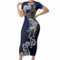 Uranus The Primal Sky Greek God Short Sleeve Bodycon Dress Vintage Celestial Armillary Sphere Cosmos Mythology