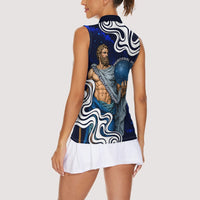 Uranus The Primal Sky Greek God Women Sleeveless Polo Shirt Vintage Celestial Armillary Sphere Cosmos Mythology