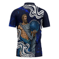 Uranus The Primal Sky Greek God Zipper Polo Shirt Vintage Celestial Armillary Sphere Cosmos Mythology