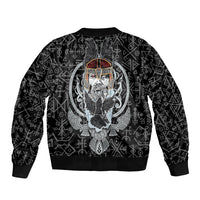 Viking Odin Sleeve Zip Bomber Jacket The All-Father God in Norse Mythology with Runes Pattern - Wonder Print Shop