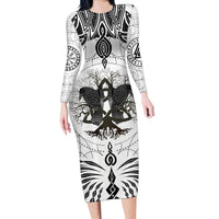 Mystic Valknut and Viking Circle Family Matching Long Sleeve Bodycon Dress and Hawaiian Shirt with Twin Raven Accents - Wonder Print Shop