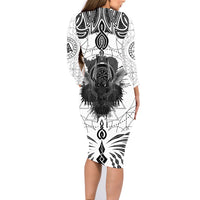 Mystic Valknut and Viking Circle Family Matching Long Sleeve Bodycon Dress and Hawaiian Shirt with Twin Raven Accents - Wonder Print Shop