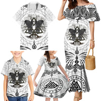 Mystic Valknut and Viking Circle Family Matching Mermaid Dress and Hawaiian Shirt with Twin Raven Accents - Wonder Print Shop