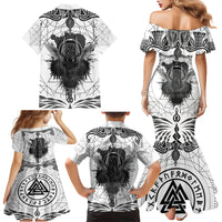 Mystic Valknut and Viking Circle Family Matching Mermaid Dress and Hawaiian Shirt with Twin Raven Accents - Wonder Print Shop