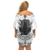 Mystic Valknut and Viking Circle Family Matching Off Shoulder Short Dress and Hawaiian Shirt with Twin Raven Accents - Wonder Print Shop