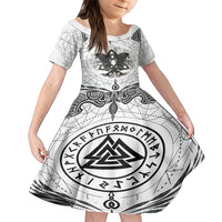 Mystic Valknut and Viking Circle Family Matching Short Sleeve Bodycon Dress and Hawaiian Shirt with Twin Raven Accents - Wonder Print Shop
