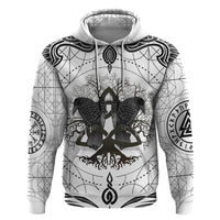 Mystic Valknut and Viking Circle Hoodie with Twin Raven Accents - Wonder Print Shop