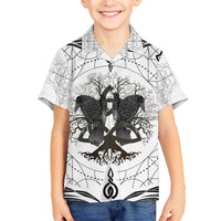 Mystic Valknut and Viking Circle Kid Hawaiian Shirt with Twin Raven Accents - Wonder Print Shop