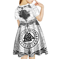 Mystic Valknut and Viking Circle Kid Short Sleeve Dress with Twin Raven Accents - Wonder Print Shop