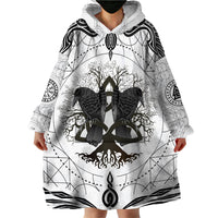 Mystic Valknut and Viking Circle Wearable Blanket Hoodie with Twin Raven Accents - Wonder Print Shop