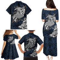Viking Family Matching Puletasi Dress and Hawaiian Shirt Legendary Viking Boar and Intricate Norse Patterns - Wonder Print Shop