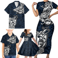 Viking Family Matching Short Sleeve Bodycon Dress and Hawaiian Shirt Legendary Viking Boar and Intricate Norse Patterns - Wonder Print Shop