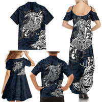 Viking Family Matching Summer Maxi Dress and Hawaiian Shirt Legendary Viking Boar and Intricate Norse Patterns - Wonder Print Shop