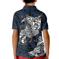 Viking Kid Polo Shirt Legendary Viking Boar and Intricate Norse Patterns - Wonder Print Shop