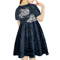 Viking Kid Short Sleeve Dress Legendary Viking Boar and Intricate Norse Patterns - Wonder Print Shop