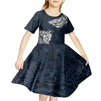 Viking Kid Short Sleeve Dress Legendary Viking Boar and Intricate Norse Patterns - Wonder Print Shop