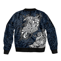 Viking Sleeve Zip Bomber Jacket Legendary Viking Boar and Intricate Norse Patterns - Wonder Print Shop