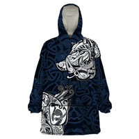Viking Wearable Blanket Hoodie Legendary Viking Boar and Intricate Norse Patterns - Wonder Print Shop