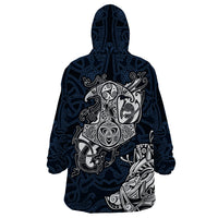 Viking Wearable Blanket Hoodie Legendary Viking Boar and Intricate Norse Patterns - Wonder Print Shop