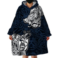 Viking Wearable Blanket Hoodie Legendary Viking Boar and Intricate Norse Patterns - Wonder Print Shop