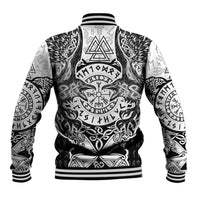 Viking Tattoo Baseball Jacket Hugin And Munin Asgardian Ravens Grunge Art - Wonder Print Shop