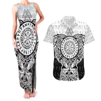 Viking Tattoo Couples Matching Tank Maxi Dress and Hawaiian Shirt Hugin And Munin Asgardian Ravens Grunge Art - Wonder Print Shop