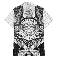 Viking Tattoo Family Matching Off Shoulder Short Dress and Hawaiian Shirt Hugin And Munin Asgardian Ravens Grunge Art - Wonder Print Shop