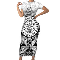 Viking Tattoo Family Matching Short Sleeve Bodycon Dress and Hawaiian Shirt Hugin And Munin Asgardian Ravens Grunge Art - Wonder Print Shop