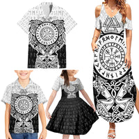 Viking Tattoo Family Matching Summer Maxi Dress and Hawaiian Shirt Hugin And Munin Asgardian Ravens Grunge Art - Wonder Print Shop