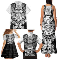 Viking Tattoo Family Matching Tank Maxi Dress and Hawaiian Shirt Hugin And Munin Asgardian Ravens Grunge Art - Wonder Print Shop