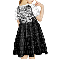 Viking Tattoo Kid Short Sleeve Dress Hugin And Munin Asgardian Ravens Grunge Art - Wonder Print Shop