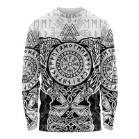 Viking Tattoo Long Sleeve Shirt Hugin And Munin Asgardian Ravens Grunge Art - Wonder Print Shop