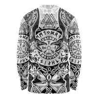 Viking Tattoo Long Sleeve Shirt Hugin And Munin Asgardian Ravens Grunge Art - Wonder Print Shop