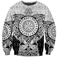Viking Tattoo Sweatshirt Hugin And Munin Asgardian Ravens Grunge Art - Wonder Print Shop