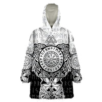 Viking Tattoo Wearable Blanket Hoodie Hugin And Munin Asgardian Ravens Grunge Art - Wonder Print Shop