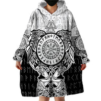 Viking Tattoo Wearable Blanket Hoodie Hugin And Munin Asgardian Ravens Grunge Art - Wonder Print Shop