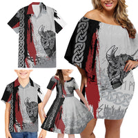 Viking Family Matching Off Shoulder Short Dress and Hawaiian Shirt Warrior Come To Valhalla - Wonder Print Shop