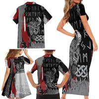 Viking Family Matching Short Sleeve Bodycon Dress and Hawaiian Shirt Warrior Come To Valhalla - Wonder Print Shop