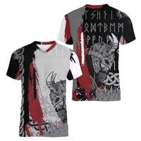 Viking Women V Neck T Shirt Warrior Come To Valhalla - Wonder Print Shop