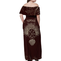 Viking Family Matching Off Shoulder Maxi Dress and Hawaiian Shirt Yggdrasil Pattern And Ancient Rune - Wonder Print Shop